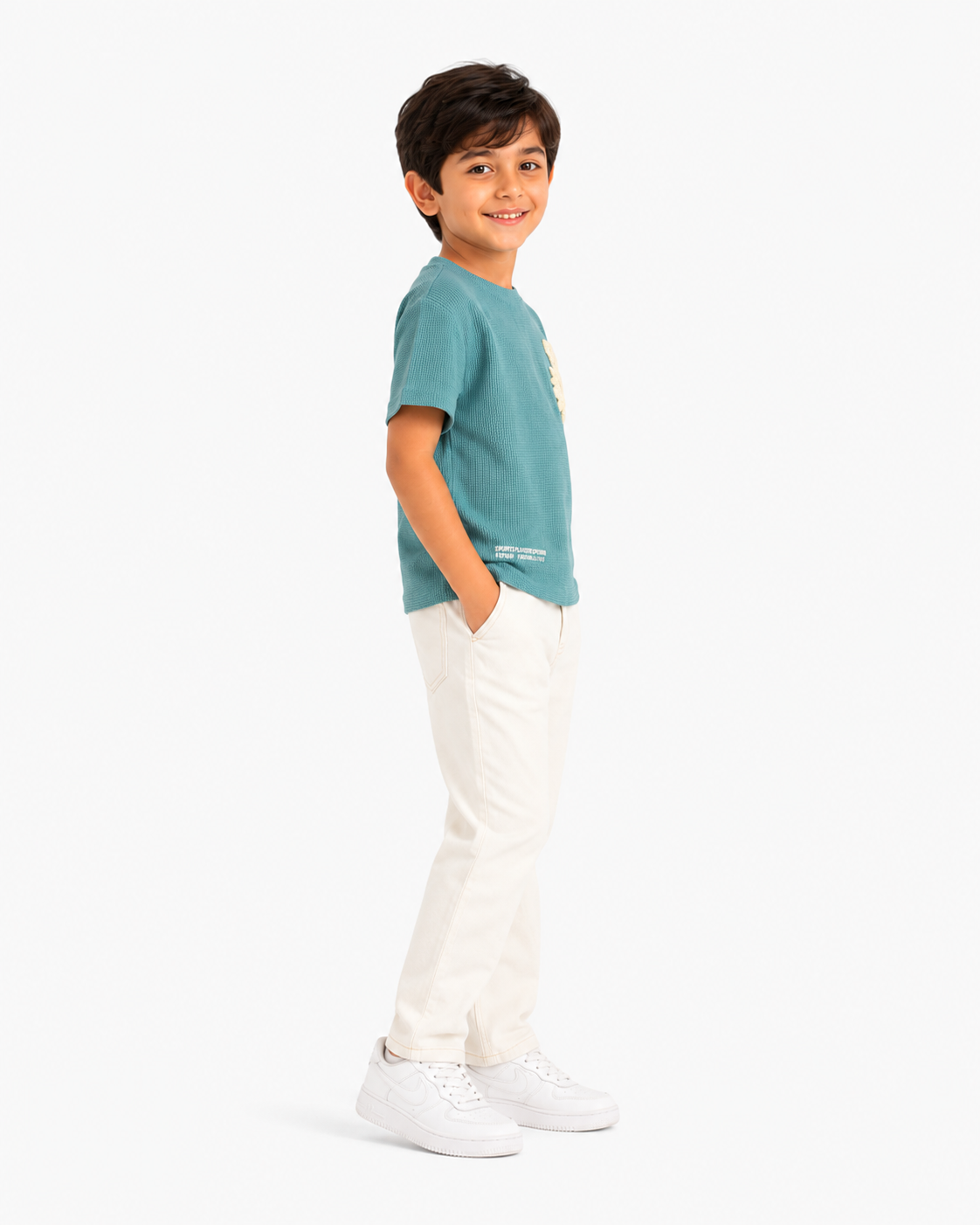Boys Teal Short Sleeved Shirt Soft Cotton T-Shirt BloomUp
