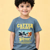 Steel Blue Cattle Dairy Graphic Half Sleeve T-Shirt for Boys – Soft Cotton Casual Summer Wear