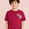 Maroon Graphic Printed T-Shirt for Boys – Soft Cotton Half Sleeve Casual Summer Wear