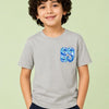 Light Grey Number Graphic Cotton T-Shirt for Boys – Soft Round Neck Casual Summer Wear
