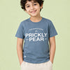Dusty Blue Prickly Pear Graphic Cotton T-Shirt for Boys – Soft Round Neck Casual Summer Wear