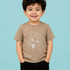 Beige Tiger Embroidered T-Shirt for Boys – Soft Cotton Half Sleeve Casual Summer Tee