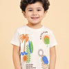 Off-White Tropical Graphic T-Shirt for Boys – Soft Cotton Half Sleeve Summer Wear