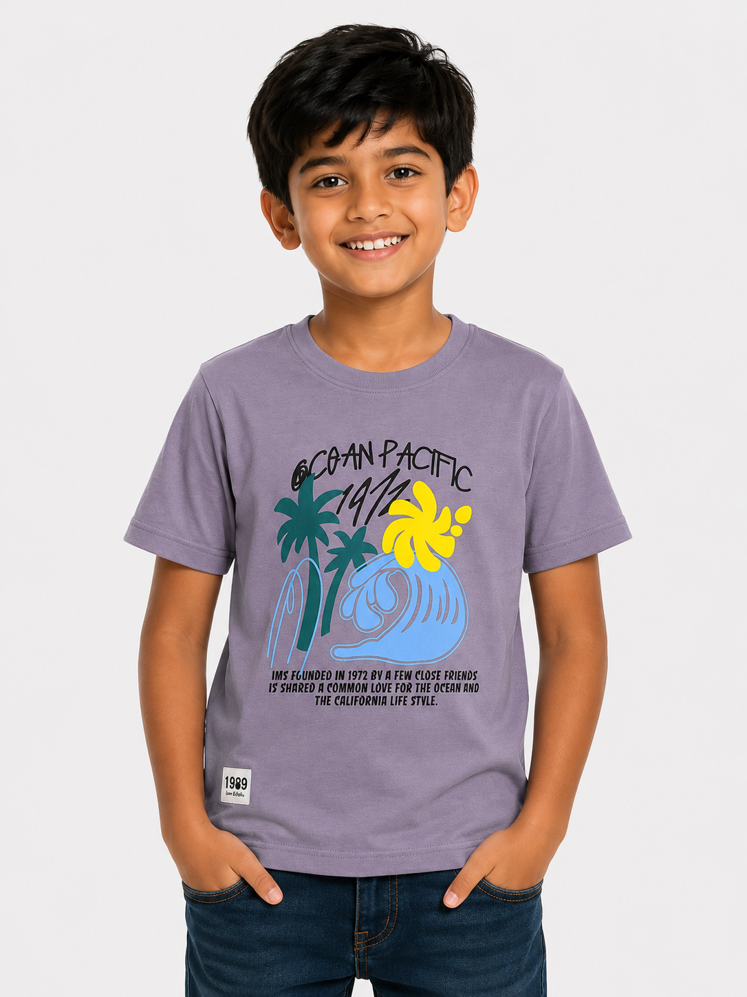 Boys Mauve Tropical Graphic Shirt Soft Cotton T-Shirt BloomUp