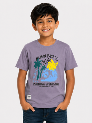 Boys Mauve Tropical Graphic Shirt Soft Cotton T-Shirt BloomUp
