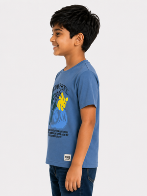 Boys Blue Tropical Graphic Shirt Soft Cotton T-Shirt BloomUp