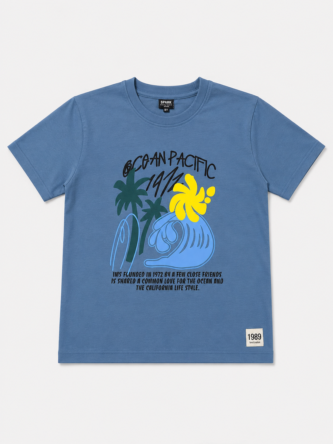 Boys Blue Tropical Graphic Shirt Soft Cotton T-Shirt BloomUp