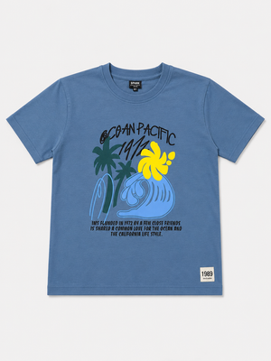 Boys Blue Tropical Graphic Shirt Soft Cotton T-Shirt BloomUp