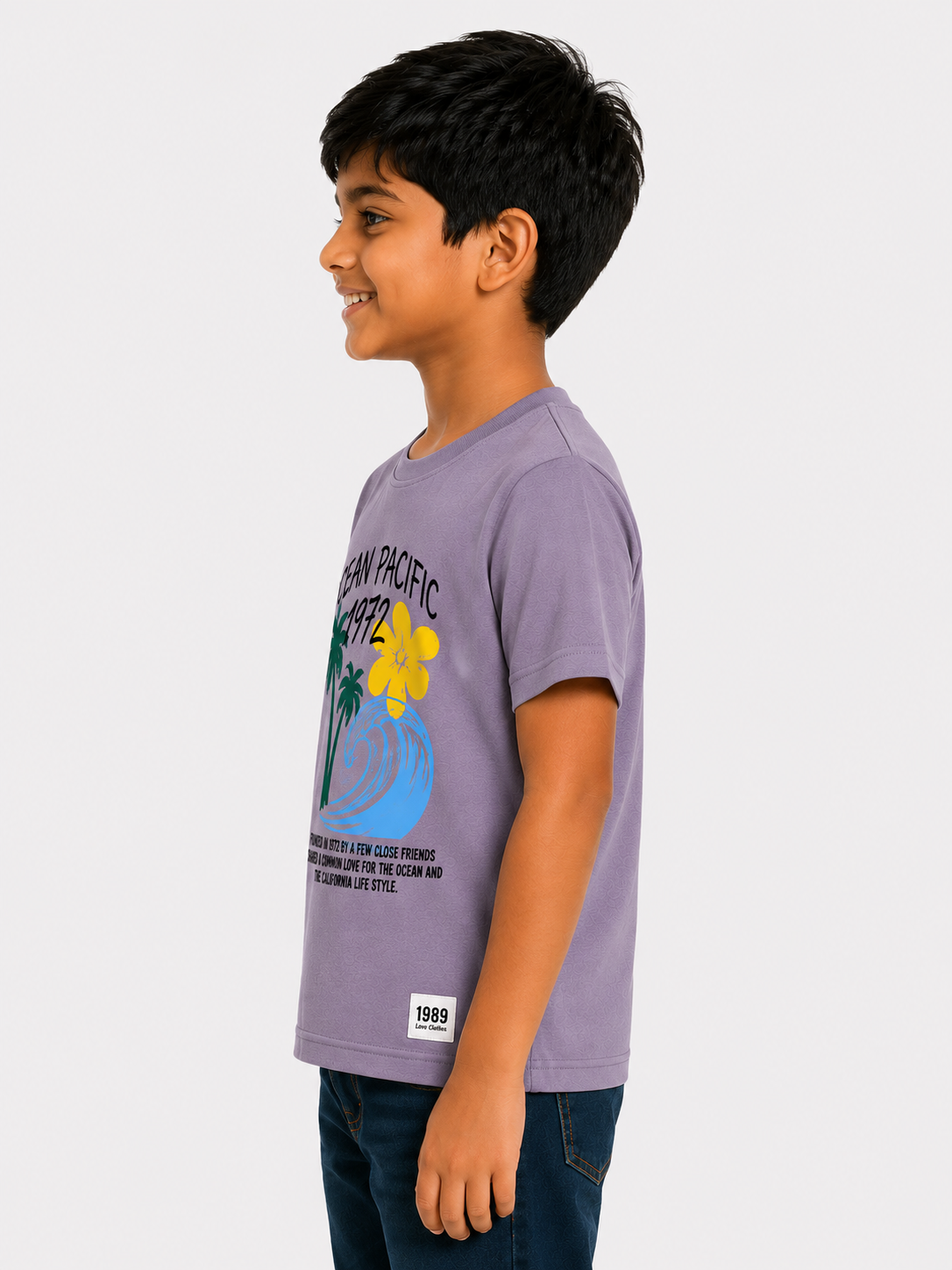Boys Mauve Tropical Graphic Shirt Soft Cotton T-Shirt BloomUp