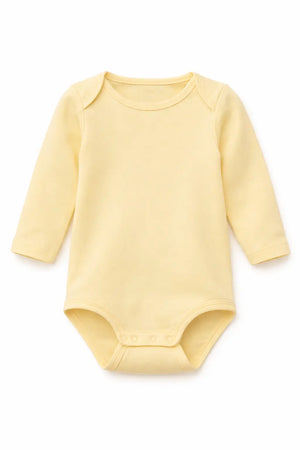 Yellow Long Sleeve Baby Bodysuit – Soft Cotton Everyday Onesie BloomUp