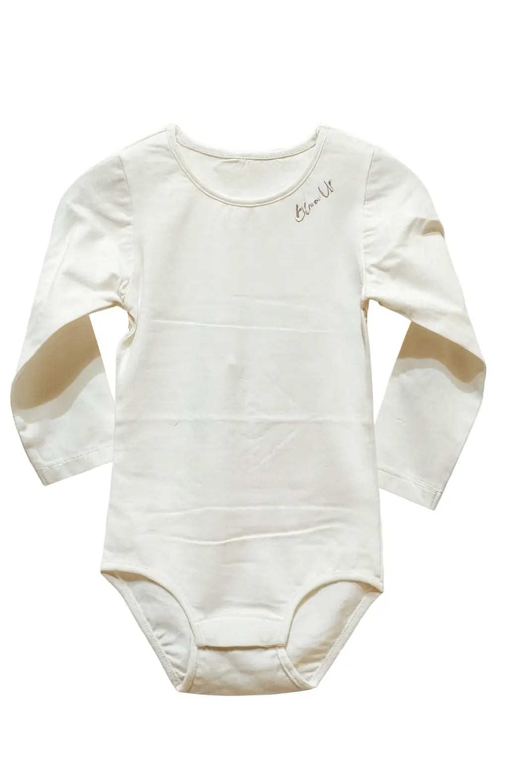 Cream Long Sleeve Baby Bodysuit – Soft Cotton Minimal Onesie BloomUp
