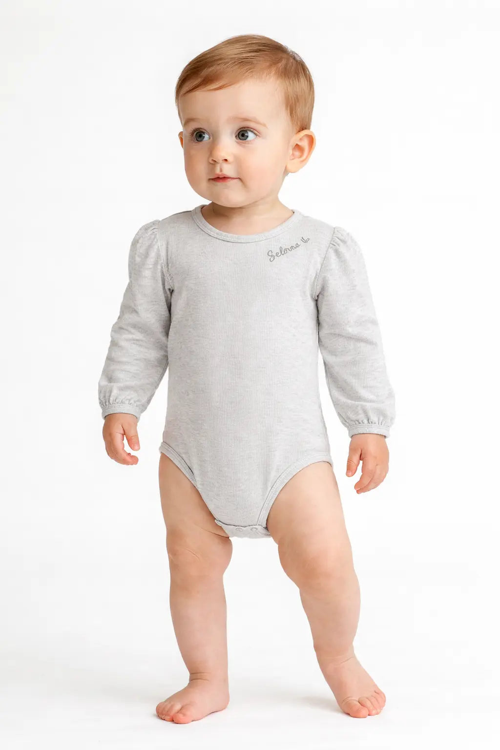 Cream Long Sleeve Baby Bodysuit – Soft Cotton Everyday Onesie BloomUp