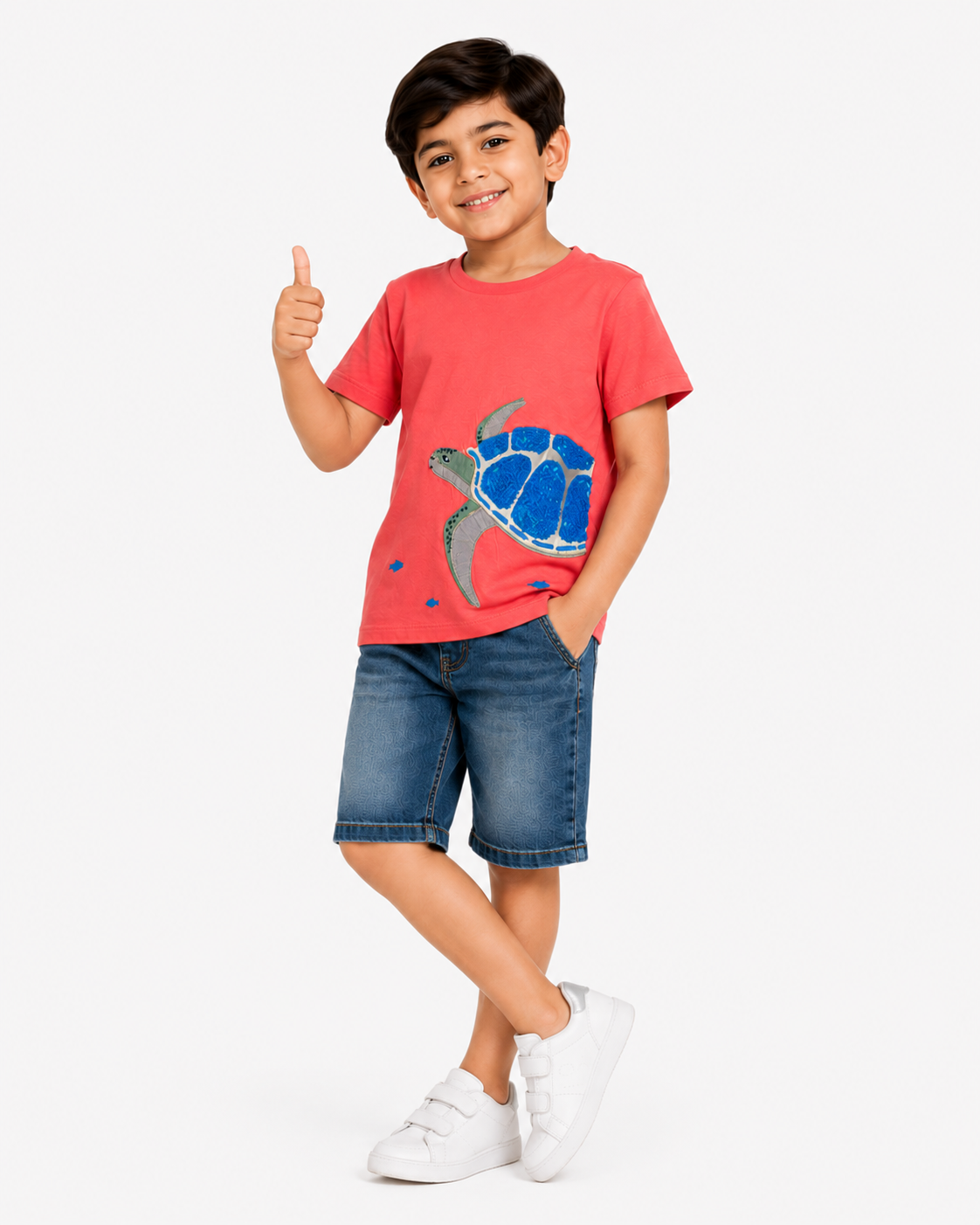 Boys Red Ocean Graphic Shirt Soft Cotton T-Shirt BloomUp