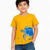 Boys Mustard Towel Embroidery T-Shirt –Half Sleeve Casual Summer Tee