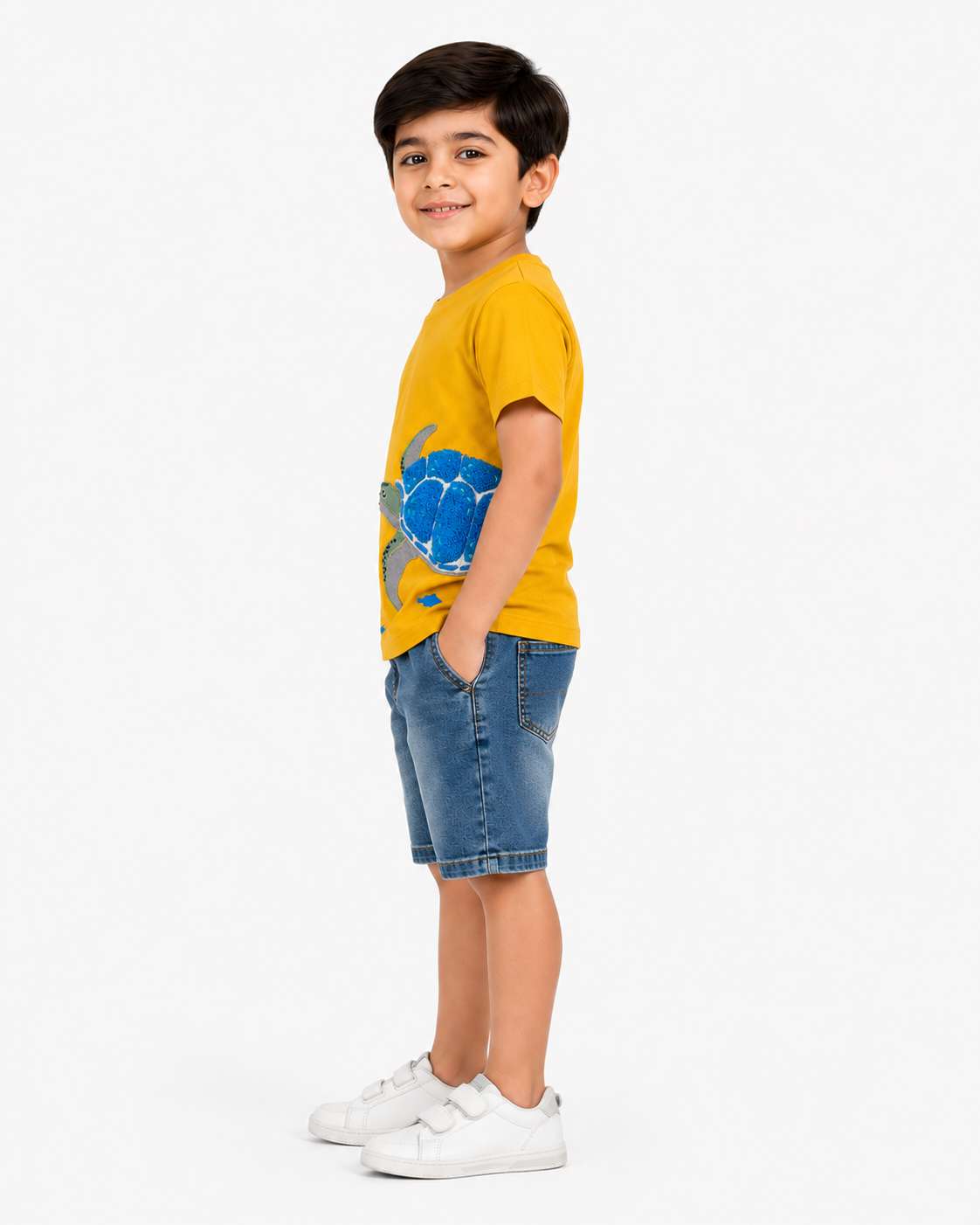 Boys Yellow Ocean Graphic Shirt Soft Cotton T-Shirt BloomUp