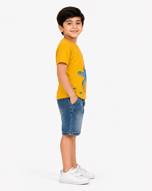 Boys Yellow Ocean Graphic Shirt Soft Cotton T-Shirt BloomUp