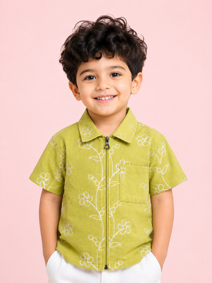 Green Stylish Playwear Boys  Soft Cotton Kids Fashion Wear BloomUp