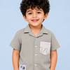 Boys Fawn Textured Casual Shirt – Half Sleeve Summer Shirt
