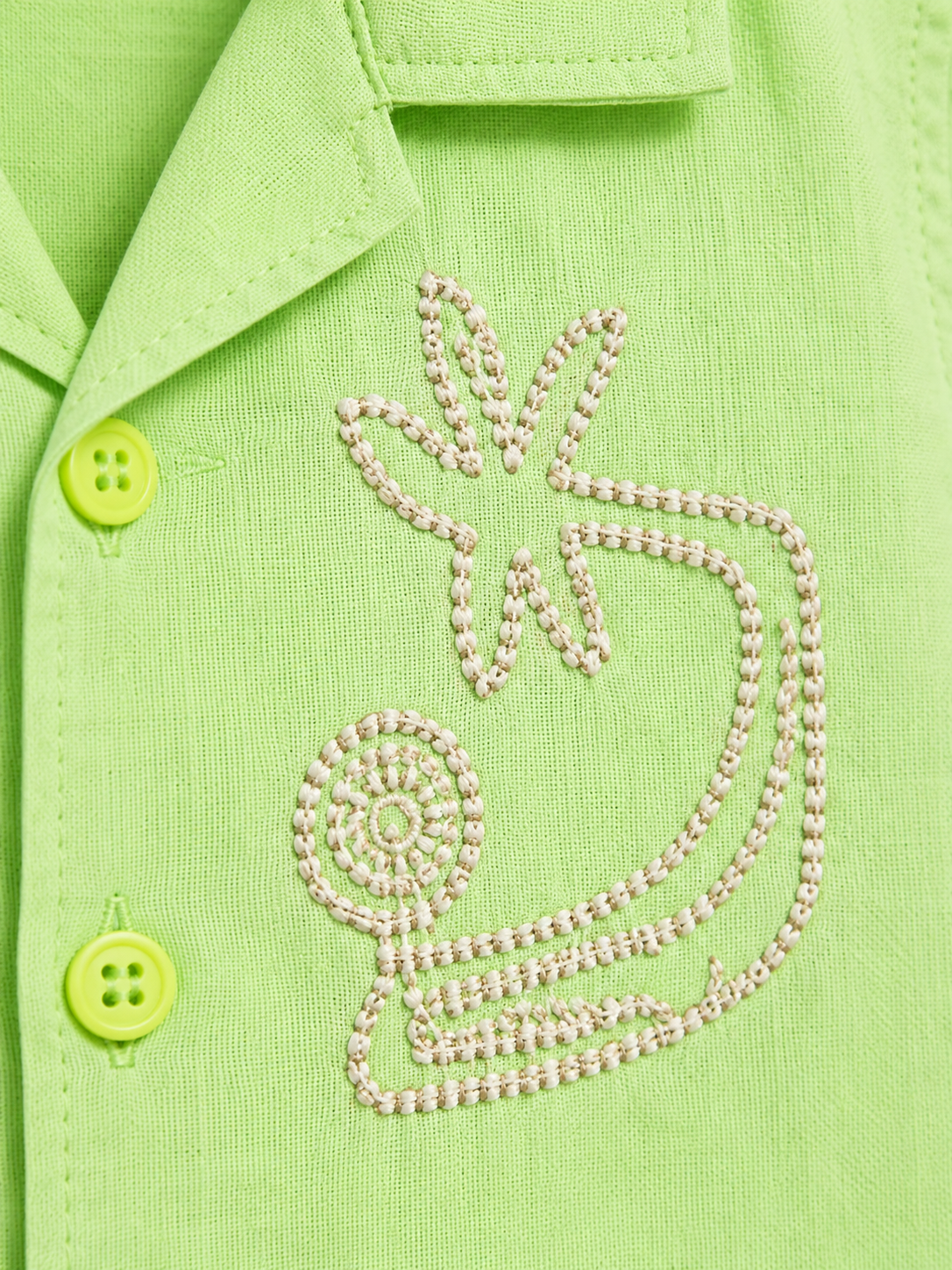 Lime Green Embroidered Resort Shirt for Boys – Soft Cotton Summer Casual Shirt BloomUp