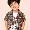 Boys Coffee Brown Embroidered Shirt with Inner T-Shirt – Casual Half Sleeve Summer Shirt