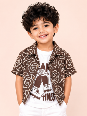 Coffee Trendy Daily Wear Boys Soft Cotton Kids Fashion BloomUp