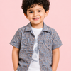 Boys Grey Embroidered Shirt with Inner T-Shirt – Casual Half Sleeve Summer Shirt