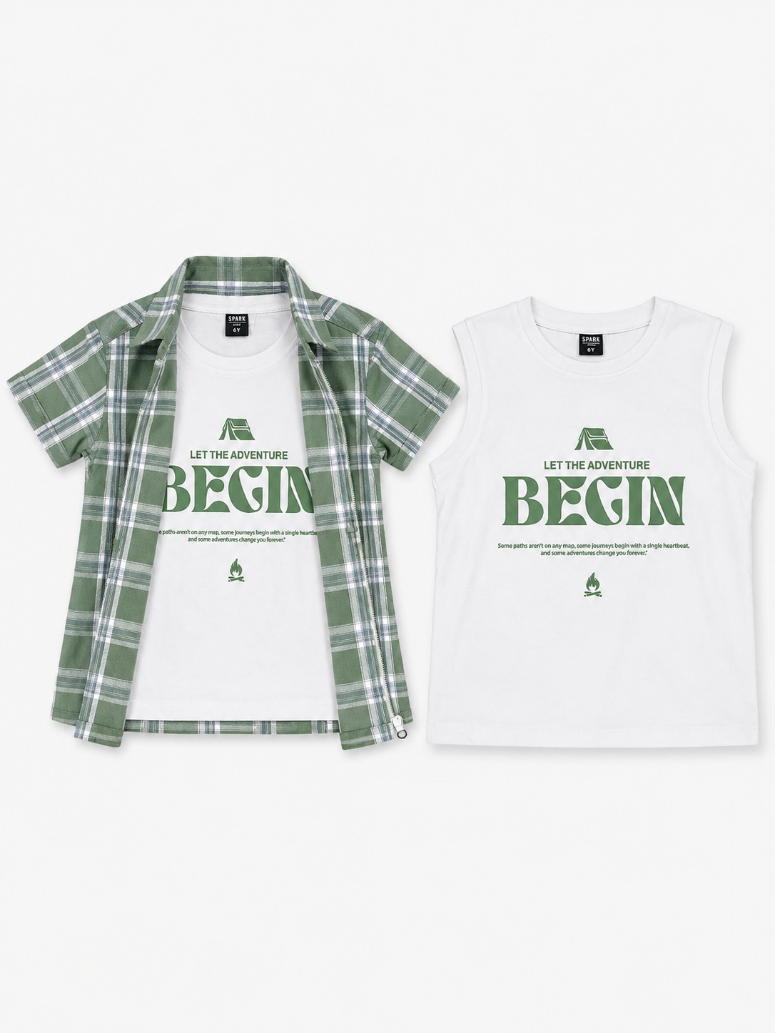 Boys Green Check Open Shirt Soft Cotton Kids Fashion Wear BloomUp