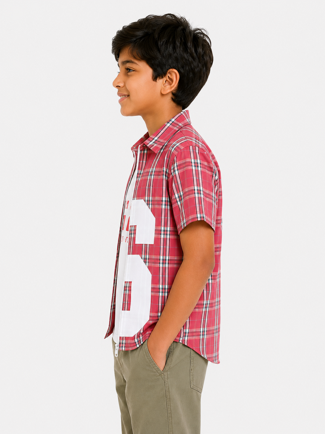 Boys Red Check Open Shirt Soft Cotton Kids Fashion Wear BloomUp