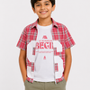 Boys Pink Checked Zip-Up Shirt with Attached Inner Look – Casual Half Sleeve Summer Shirt