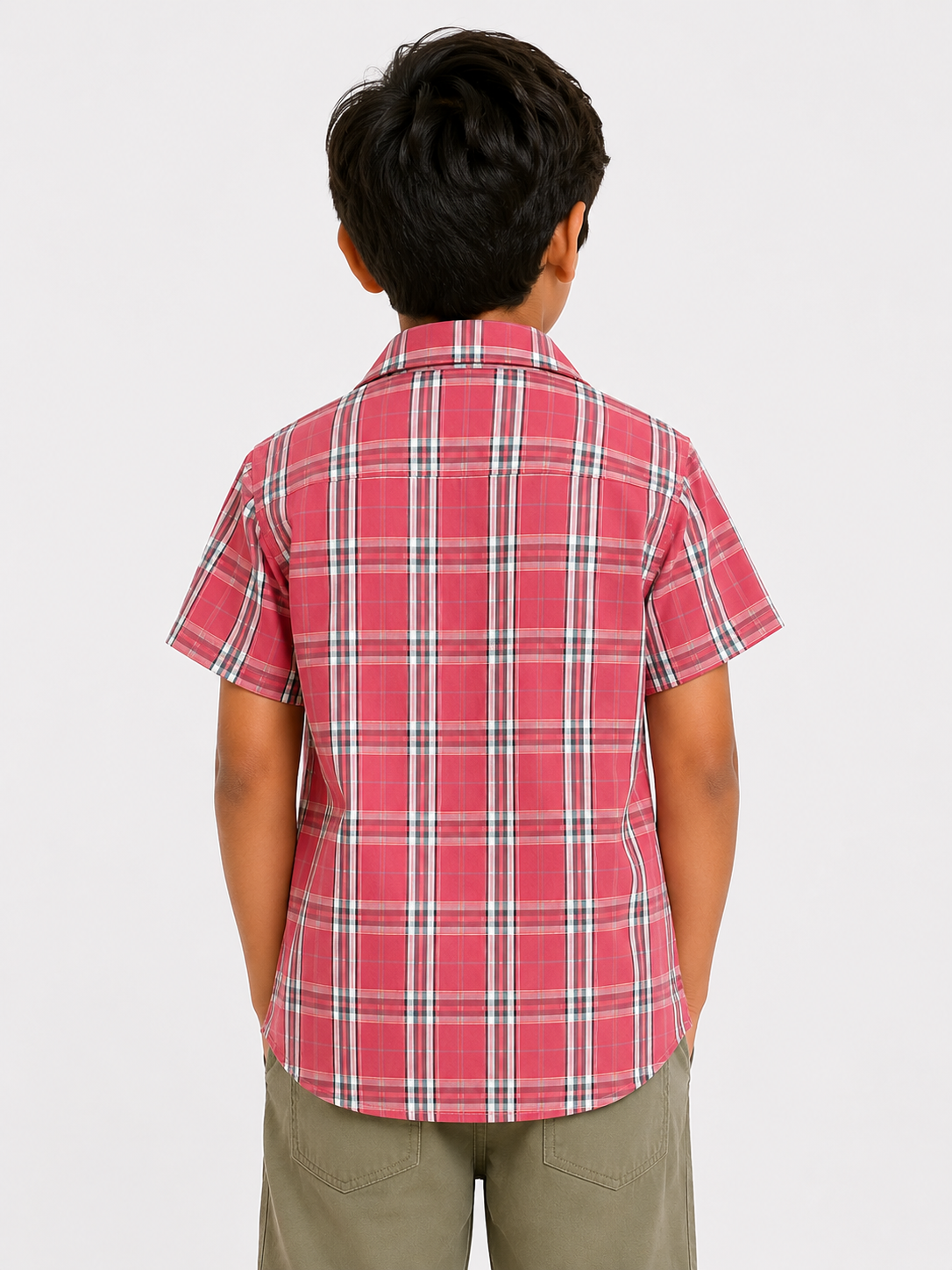 Boys Red Check Open Shirt Soft Cotton Kids Fashion Wear BloomUp