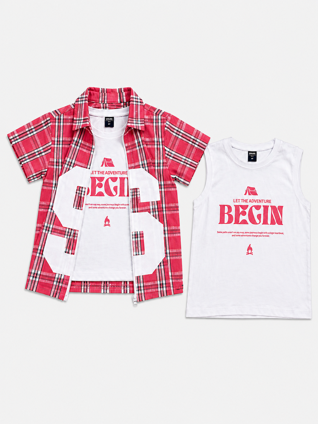Boys Red Check Open Shirt Soft Cotton Kids Fashion Wear BloomUp