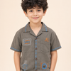 Boys Coffee Brown Embroidered Casual Shirt – Half Sleeve Summer Shirt