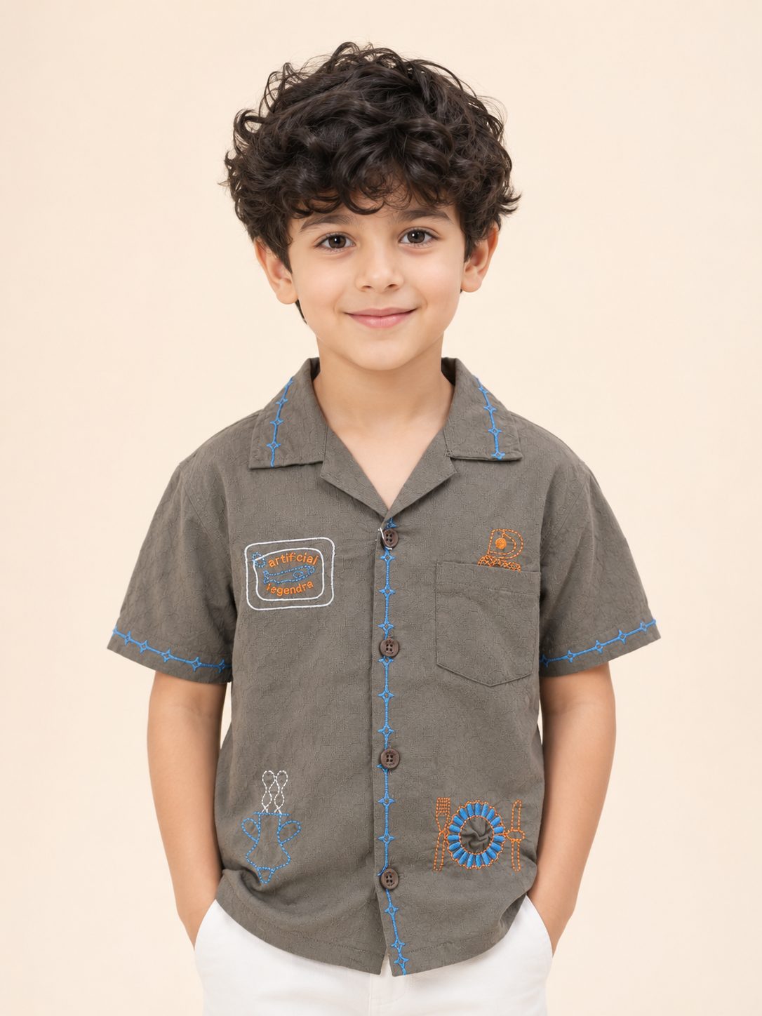 Coffee Stylish Playwear Boys  Soft Cotton Kids Fashion Wear BloomUp