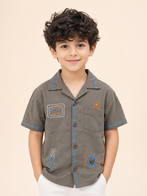Coffee Stylish Playwear Boys  Soft Cotton Kids Fashion Wear BloomUp