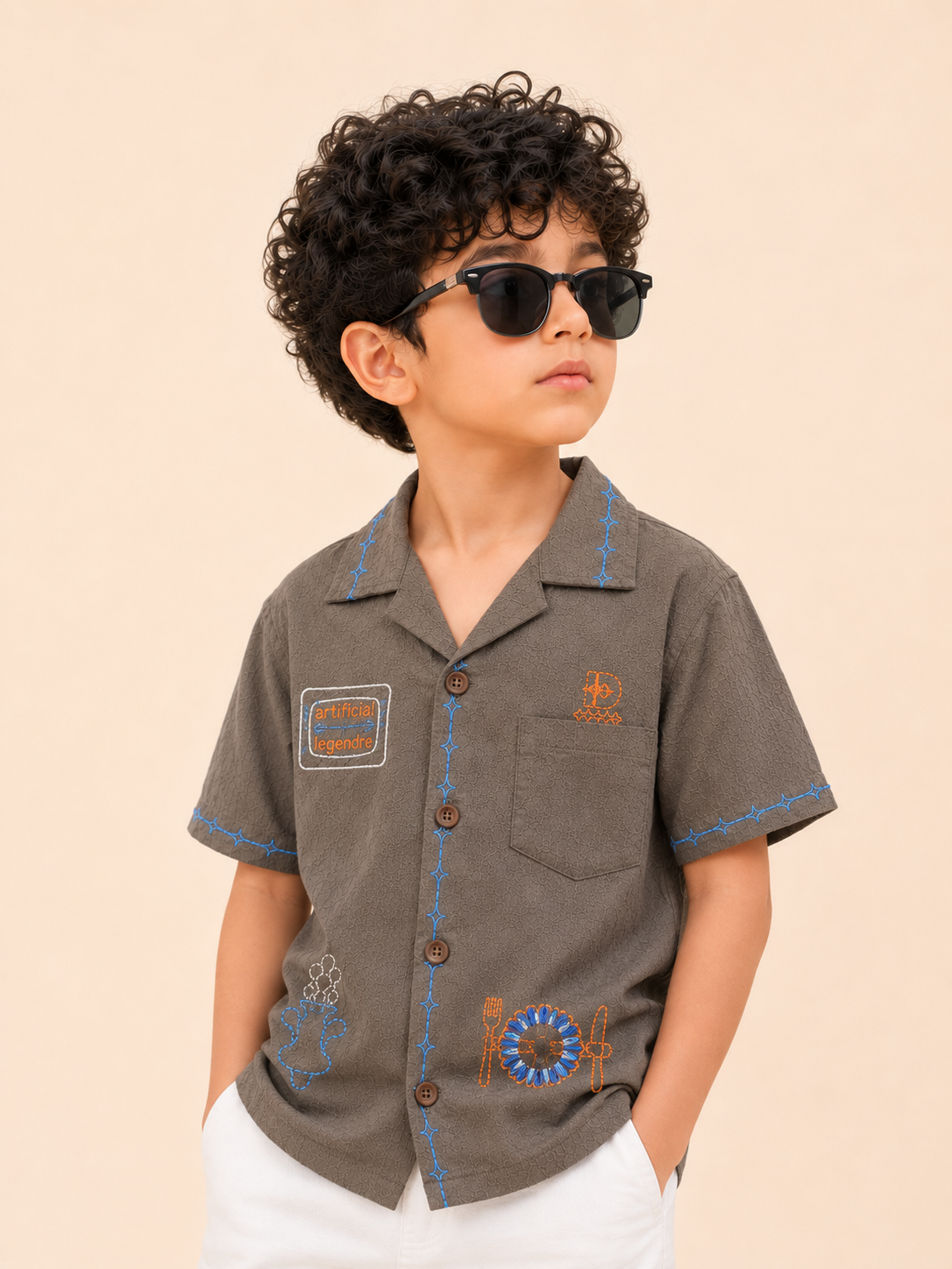 Coffee Stylish Playwear Boys  Soft Cotton Kids Fashion Wear BloomUp