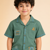 Boys Green Embroidered Casual Shirt – Half Sleeve Summer Shirt