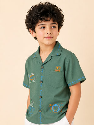 Green Comfort Fit Boys  Soft Cotton Kids Fashion Wear BloomUp