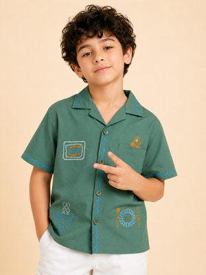 Green Comfort Fit Boys  Soft Cotton Kids Fashion Wear BloomUp