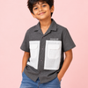 Boys Charcoal Grey Utility Pocket Casual Shirt – Half Sleeve Summer Shirt