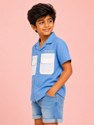 Boys Sky Blue Short Sleeved Soft Cotton Kids Fashion Wear BloomUp