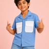 Boys Sky Blue Utility Pocket Casual Shirt – Half Sleeve Summer Shirt