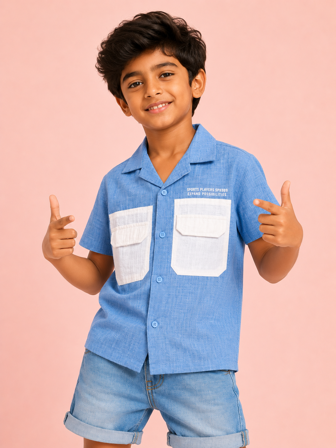 Boys Sky Blue Short Sleeved Soft Cotton Kids Fashion Wear BloomUp