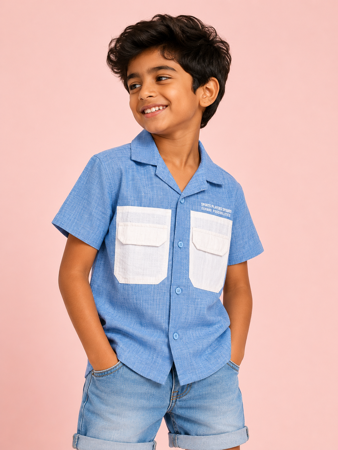 Boys Sky Blue Short Sleeved Soft Cotton Kids Fashion Wear BloomUp