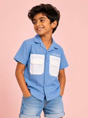 Boys Sky Blue Short Sleeved Soft Cotton Kids Fashion Wear BloomUp