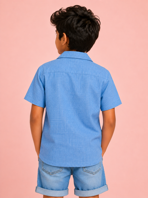 Boys Sky Blue Short Sleeved Soft Cotton Kids Fashion Wear BloomUp