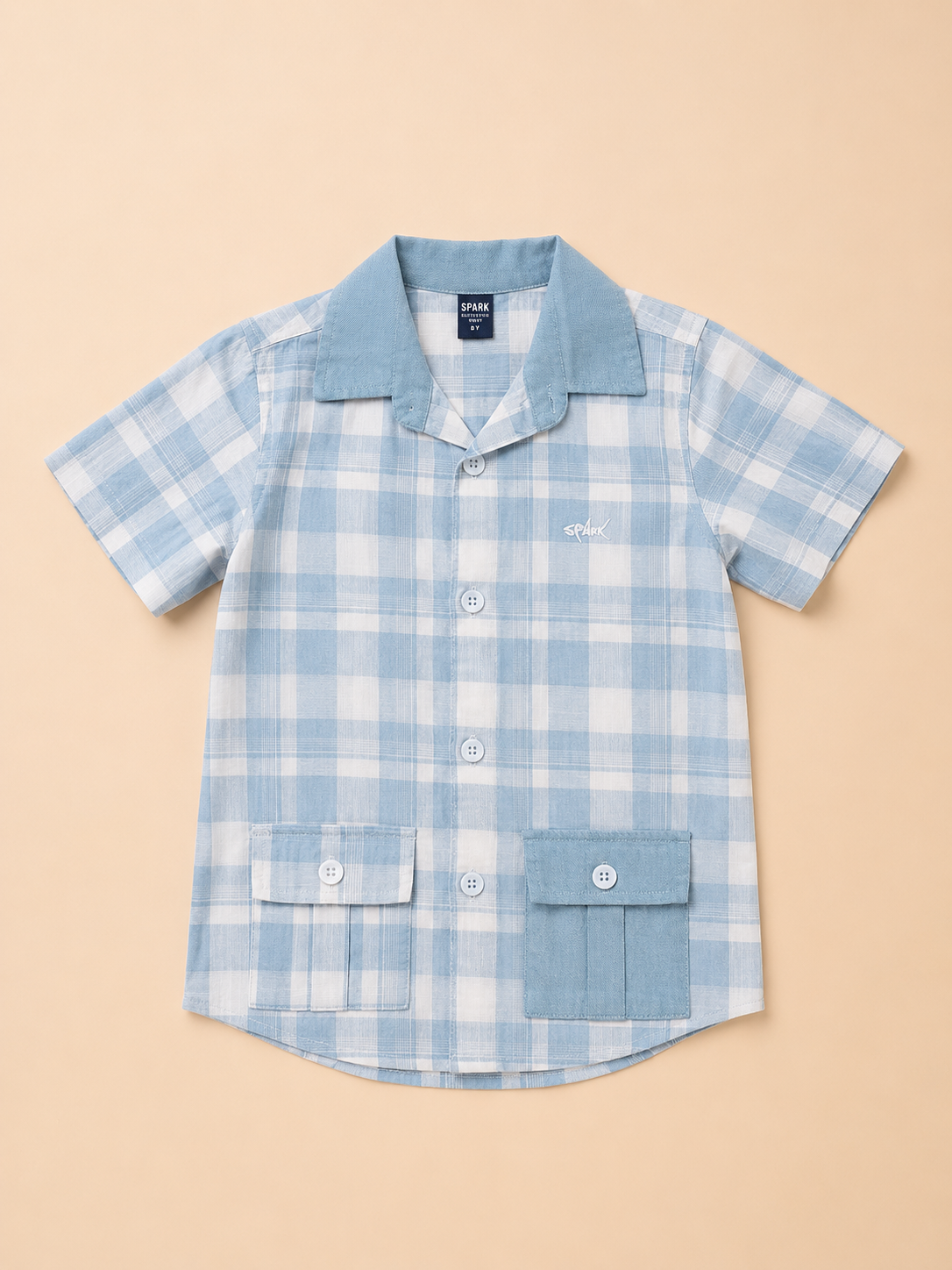 Boys Blue Check Short Sleeved Soft Cotton Kids Fashion Wear BloomUp