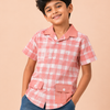 Boys Peach Checked Casual Shirt – Half Sleeve Summer Shirt