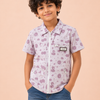 Boys Lavender Zip-Up Casual Shirt – Half Sleeve Printed Summer Shirt
