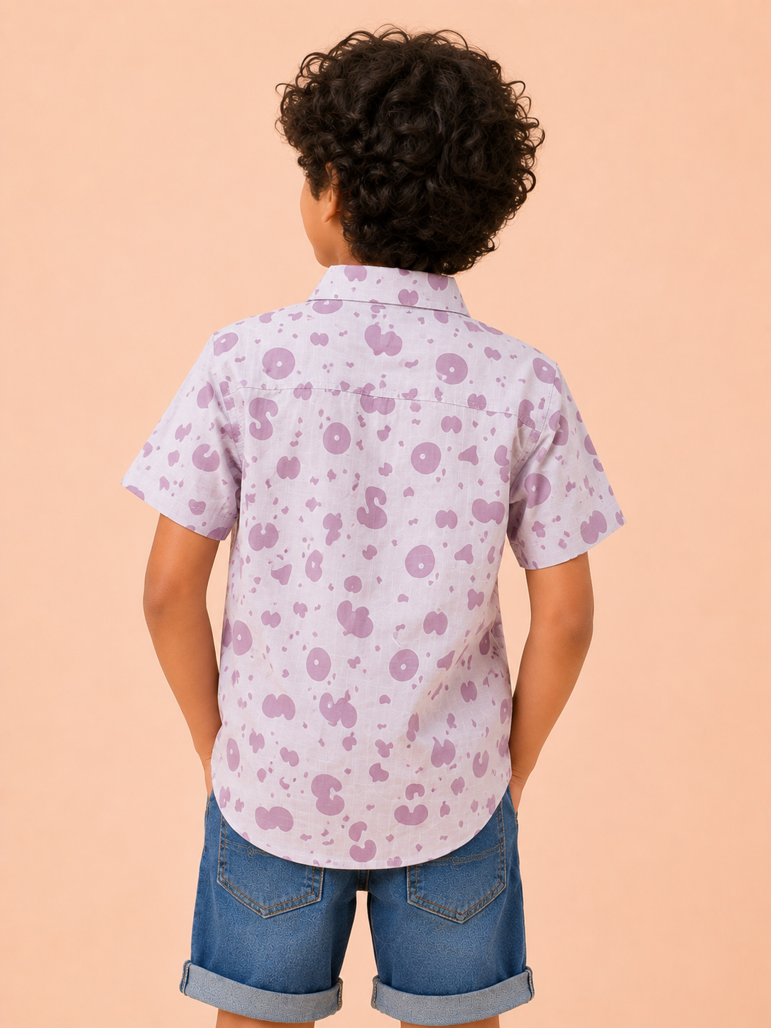 Boys Lavender Printed Short Sleeved Soft Cotton Kids Fashion Wear BloomUp