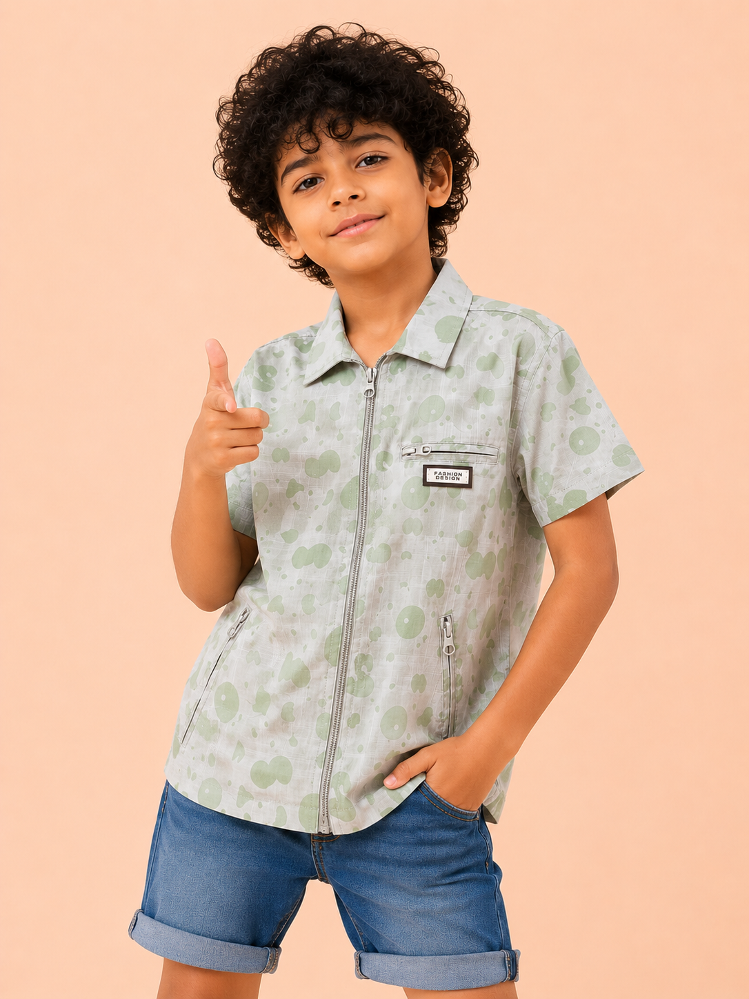 Boys Mint Printed Short Sleeved Soft Cotton Kids Fashion Wear BloomUp